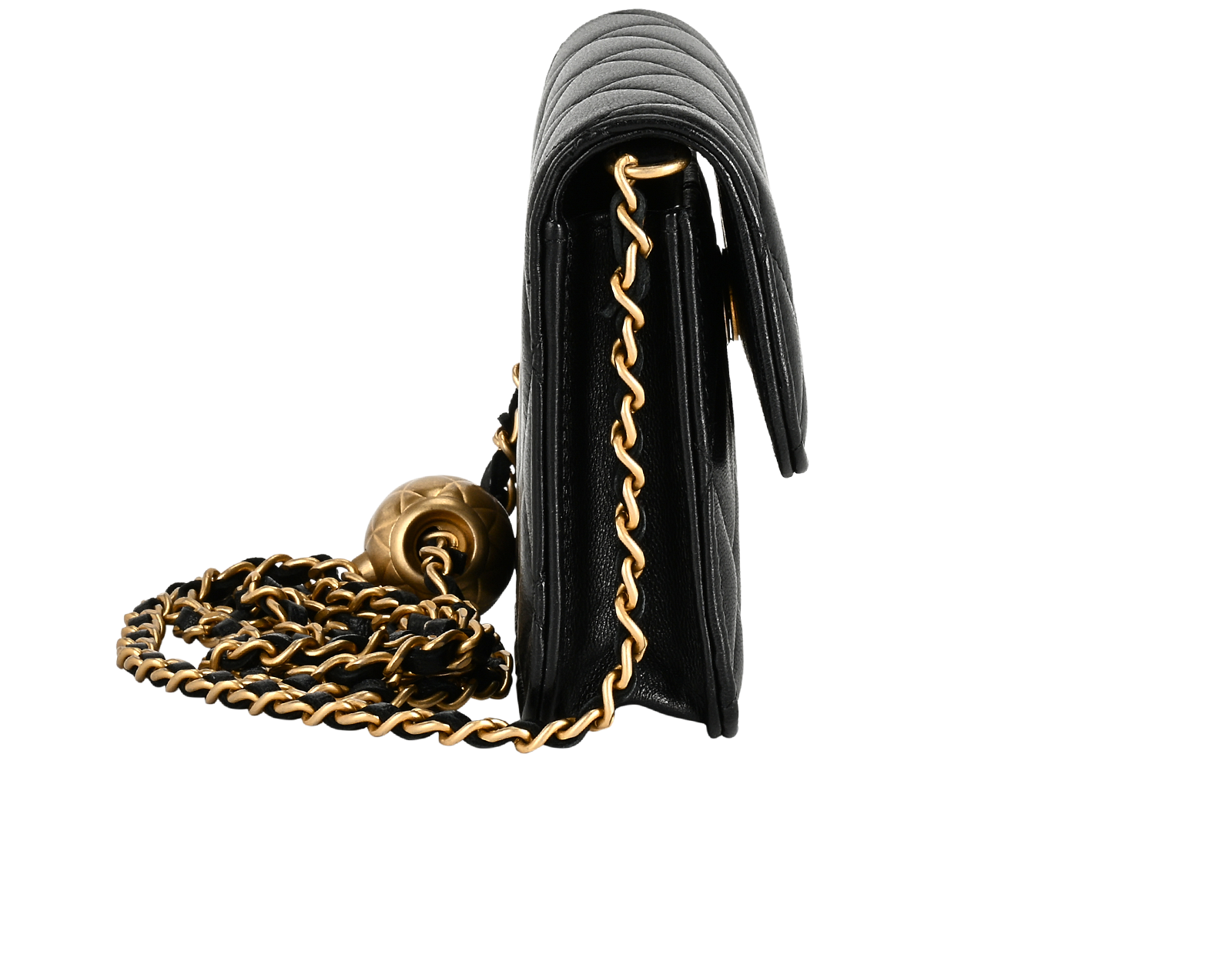 Pearl Crush WOC, &pound;1,700, Handbags, Black, Lambskin Leather, Side view